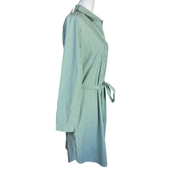 J Jill Wearever Collection Green & White Striped Button-Up Shirt Dress Belt NWT - Picture 6 of 10
